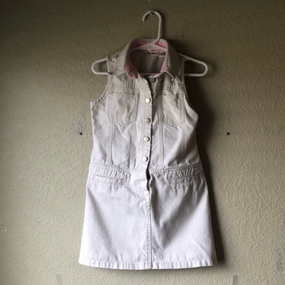 Cherokee Dress Y2K Light Tan Khaki Button Down Casual Sleeveless Dress XS 4/5